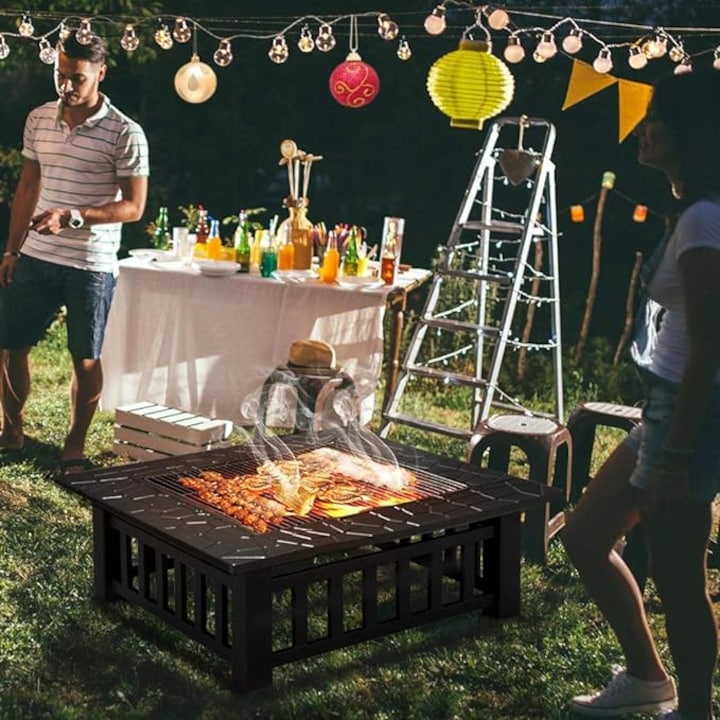 Тройно Удоволствие: Маса 'Ice and Fire' - Пещ за BBQ, Камина и Ледарка в Едно